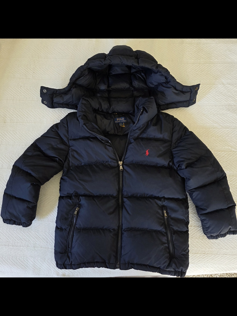 Polo by Ralph Lauren Navy Puffer Coat with Red Polo Logo